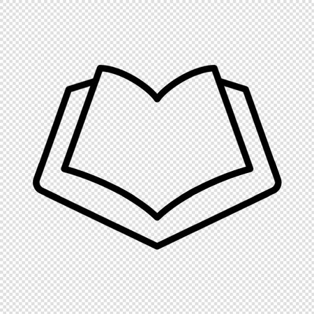 Open book icon - black vector illustration on transparent background with place for your textのイラスト素材