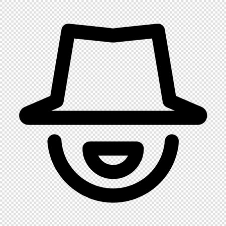 smiling hat icon  - black vector illustration on a transparent backgroundのイラスト素材