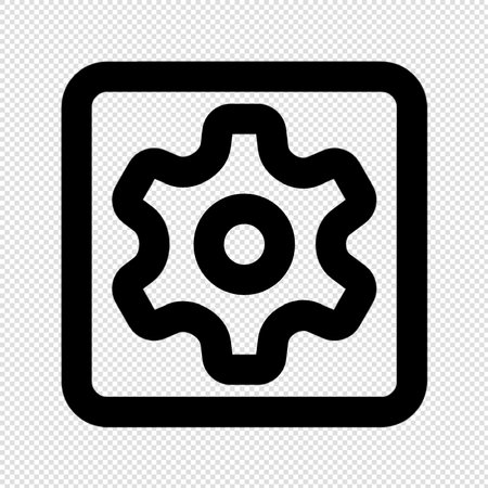 Gear Icon - black vector illustration isolated on transparent background. EPS10のイラスト素材