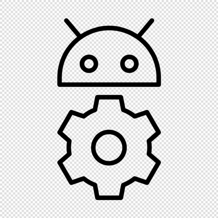 Robot and gear icon - vector illustration. Flat design style.のイラスト素材