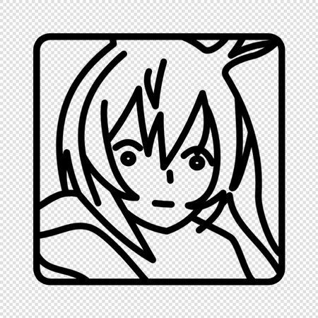Aime manga girl icon - vector illustration. Simple black symbol on transparent backgroundのイラスト素材