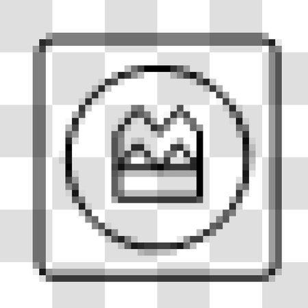 Pixel art illustration of a mountain peak in a square frame on transparent background.のイラスト素材