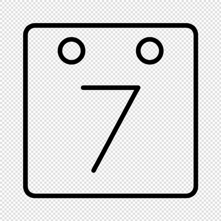 Number seven icon - vector illustration. Black flat icon on transparent background.のイラスト素材