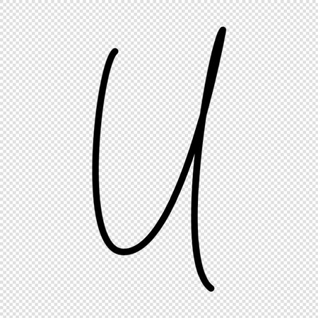 Letter u uppercase. Handwritten font. Vector illustration.のイラスト素材