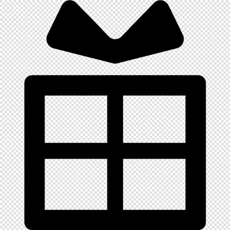 Gift Box Icon - Black Illustration Isolated on Transparent Backgroundのイラスト素材