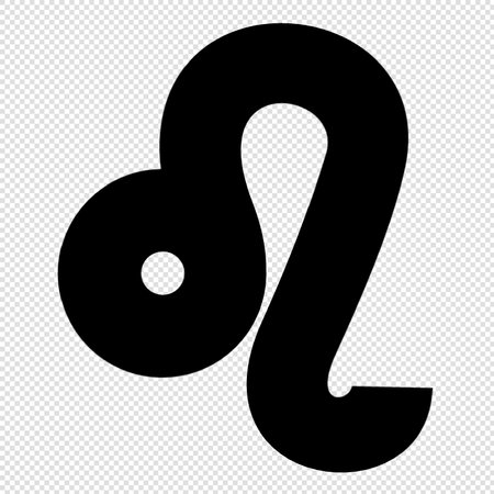 Leo zodiac sign - black vector icon isolated on transparent backgroundのイラスト素材