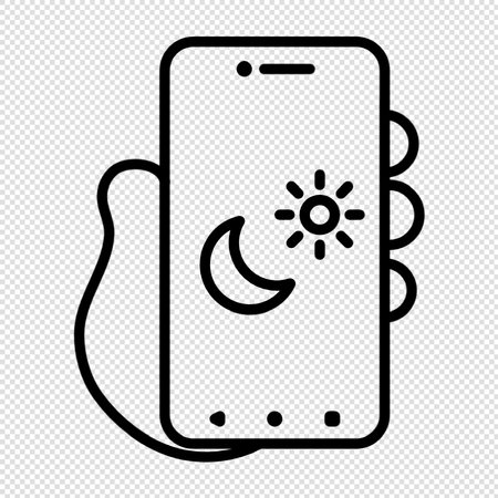Smartphone with weather app icon - vector illustration. Black and whiteのイラスト素材