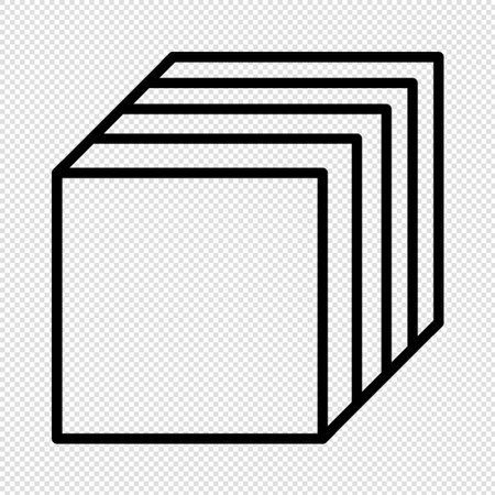 Cube line icon - vector illustration. Black and white linear symbol on transparent backgroundのイラスト素材