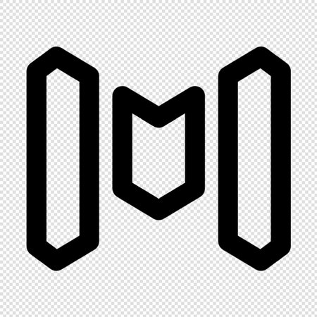 Letter M uppercase font. Black and white vector illustration.のイラスト素材