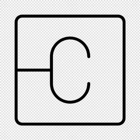 Letter C - Black and White Vector Icon Isolated on Transparent Backgroundのイラスト素材