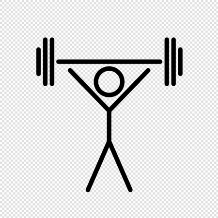 Fitness Barbell Icon - Black Illustration on Transparent Backgroundのイラスト素材
