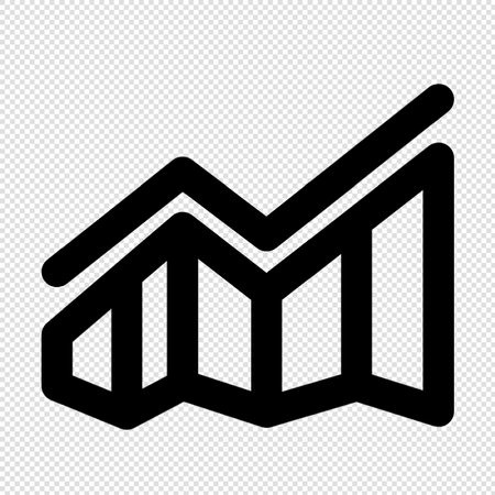Growth chart icon - black simple vector illustration on transparent background.のイラスト素材