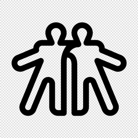 Gay Couple Icon - Black Illustration Isolated on Transparent Backgroundのイラスト素材
