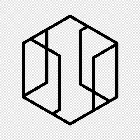 3d cube line icon illustration isolated vector sign symbol - black and whiteのイラスト素材
