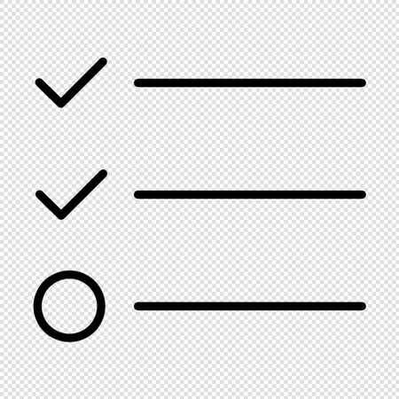 Checklist icon - black simple outline vector illustration on transparent background.のイラスト素材