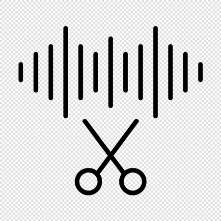 Scissors and sound wave icon isolated on transparent background. Vector illustrationのイラスト素材