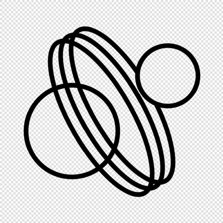 Atom Icon - Black Illustration on Transparent Background, Vectorのイラスト素材