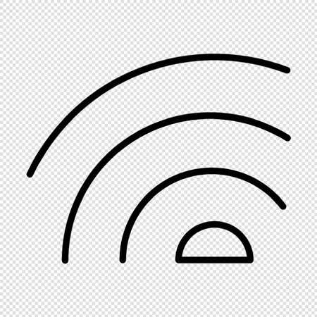 WiFi Icon - black simple outline vector icon on transparent background.のイラスト素材