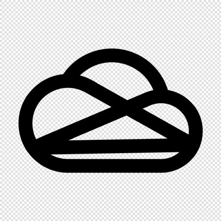 Cloud Icon - Black Vector Illustration - Isolated On Transparent Backgroundのイラスト素材