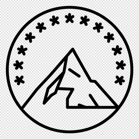 Mountain Icon Illustration sign design style over a black and white backgroundのイラスト素材