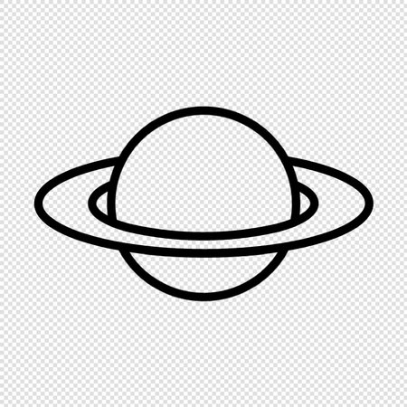 Planet Saturn Icon - black vector illustration on transparent background with place for your textのイラスト素材