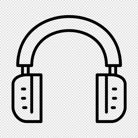 Headphones icon illustration sign design style over a black and white backgroundのイラスト素材