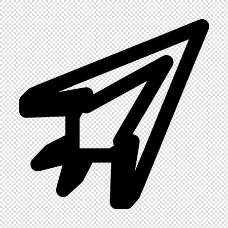 Paper Plane Icon - Black Illustration Isolated on Transparent Backgroundのイラスト素材