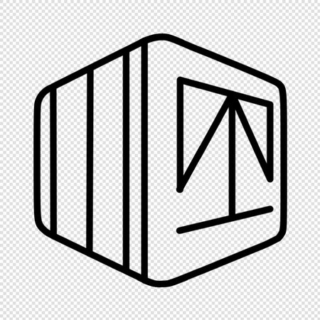 3D cube icon - vector illustration. Black and white outline.のイラスト素材