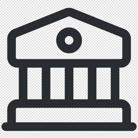 Bank Icon Illustration sign design style over a black and white backgroundのイラスト素材