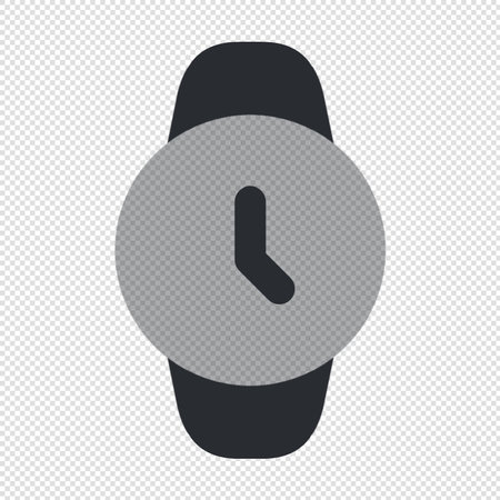 Smart Watch Icon - black and white vector illustration on transparent background.のイラスト素材
