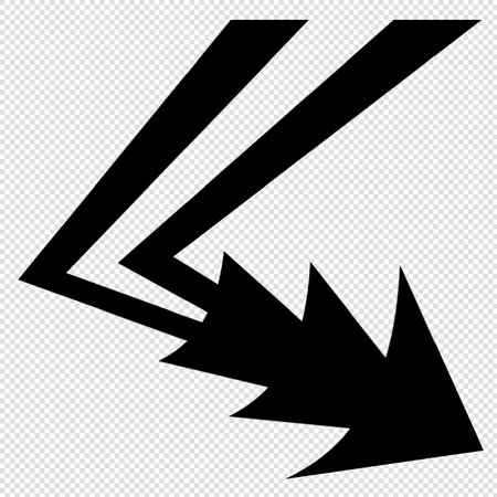 Lightning Icon - Black Illustration Isolated on Transparent Backgroundのイラスト素材