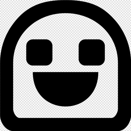 Smile Face Emoticon - black vector icon on transparent backgroundのイラスト素材