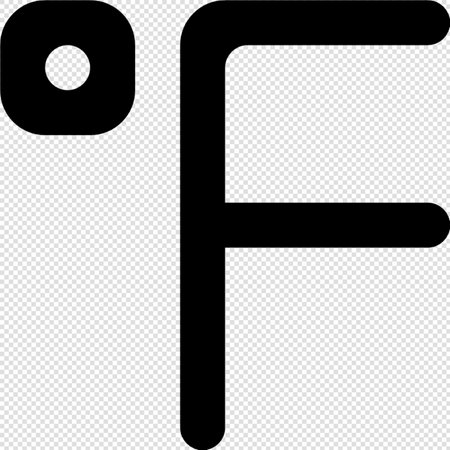 Letter F - Black and White Vector Icon Isolated on Transparent Backgroundのイラスト素材