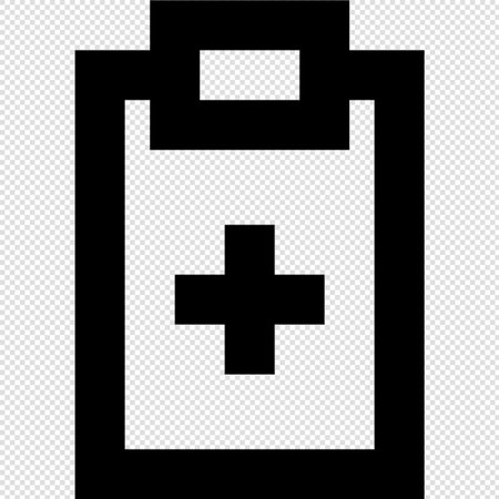Medical Clipboard Icon - Black Illustration on Transparent Background.のイラスト素材