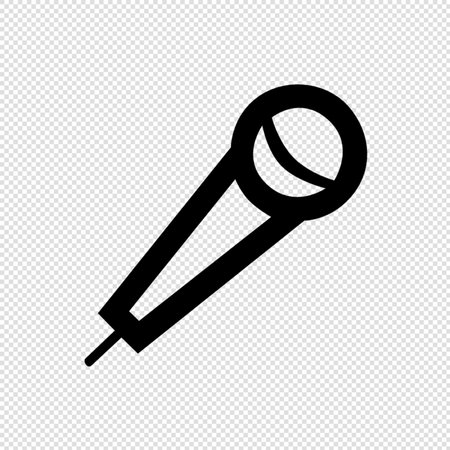 Microphone icon - black vector illustration on transparent background with place for your textのイラスト素材