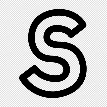 Letter S  - Black Icon Illustration on Transparent Background.のイラスト素材