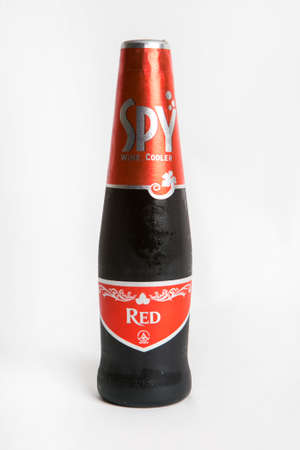 Bangkok,Thailand April 24, 2014 : a bottle of red spy wine cooler premier ready to drink brand among Thaisのeditorial素材