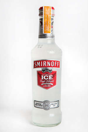 Bangkok,Thailand April 24, 2014 :  smirnoff ice vodka alcoholic drink lemon flavor isolated white backgroundのeditorial素材