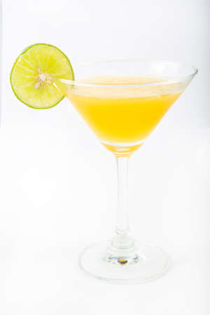 cocktail with lemon and lime isolated white backgroundの写真素材