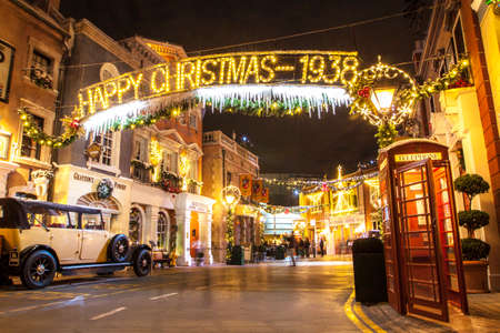 CA,USA Jan 3,2013  Night christmas in Universal Studios Hollywood, Los Angelesのeditorial素材