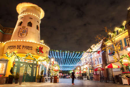 CA,USA Jan 3,2013  night Christmas in Universal Studios Hollywood is a film studio and theme park in Los Angelesのeditorial素材