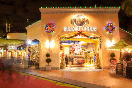 CA,USA Jan 3,2013 in fron of the souvenir shop at night in universal studio hollywood Los Angeles, Califoniaのeditorial素材