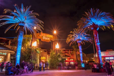 CA,USA Jan 3,2013  the entrance gate area of Jurassic park in Universal Studios Hollywood at Los Angelesのeditorial素材
