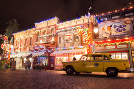 CA,USA Jan 3,2013 a yellow cap parking in front of souvenir shop in Universal Studios Hollywood, Los Angelesのeditorial素材