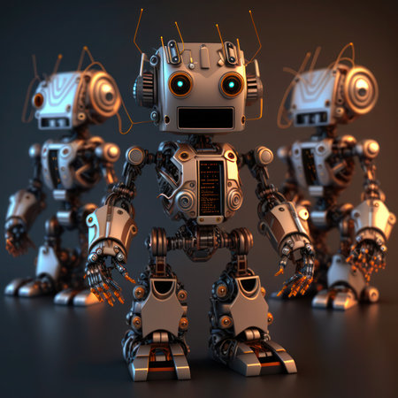 3d render of a robot on a dark background with copy space, generative aiの素材