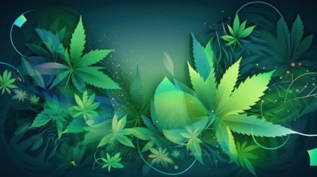 Cannabis leaves background. Vector illustration for your graphic design, generative aiの素材