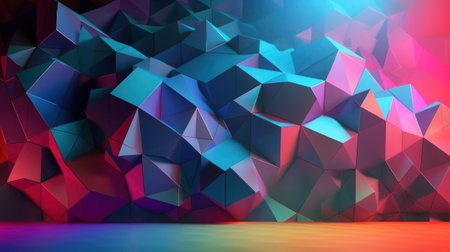 3d rendering of abstract geometric background. Futuristic polygonal shape, generative aiの素材
