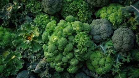 Cauliflower, broccoli, kale, brussels sprouts, close-up, generative aiの素材