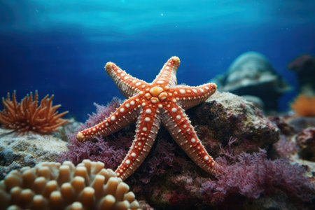 Starfish on a coral reef in the Mediterranean Sea, Egypt generativeの素材
