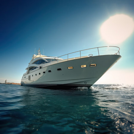 Luxury yacht in the sea on a sunny summer day, generative aiの素材